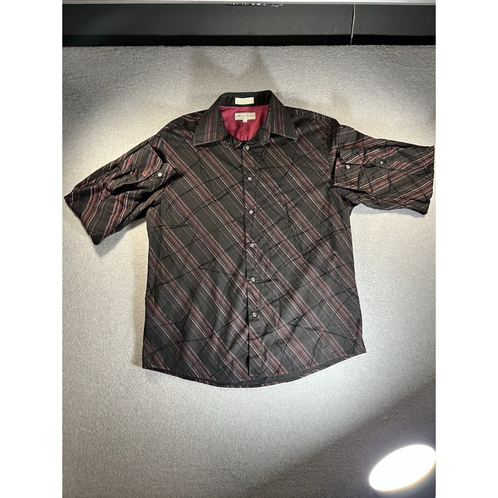 Eighty Eight Y2K Men's Button Down Shirt with Abstract Print Size Large